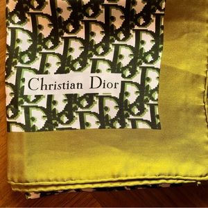 Silk Christian Dior Vintage Green Scarf